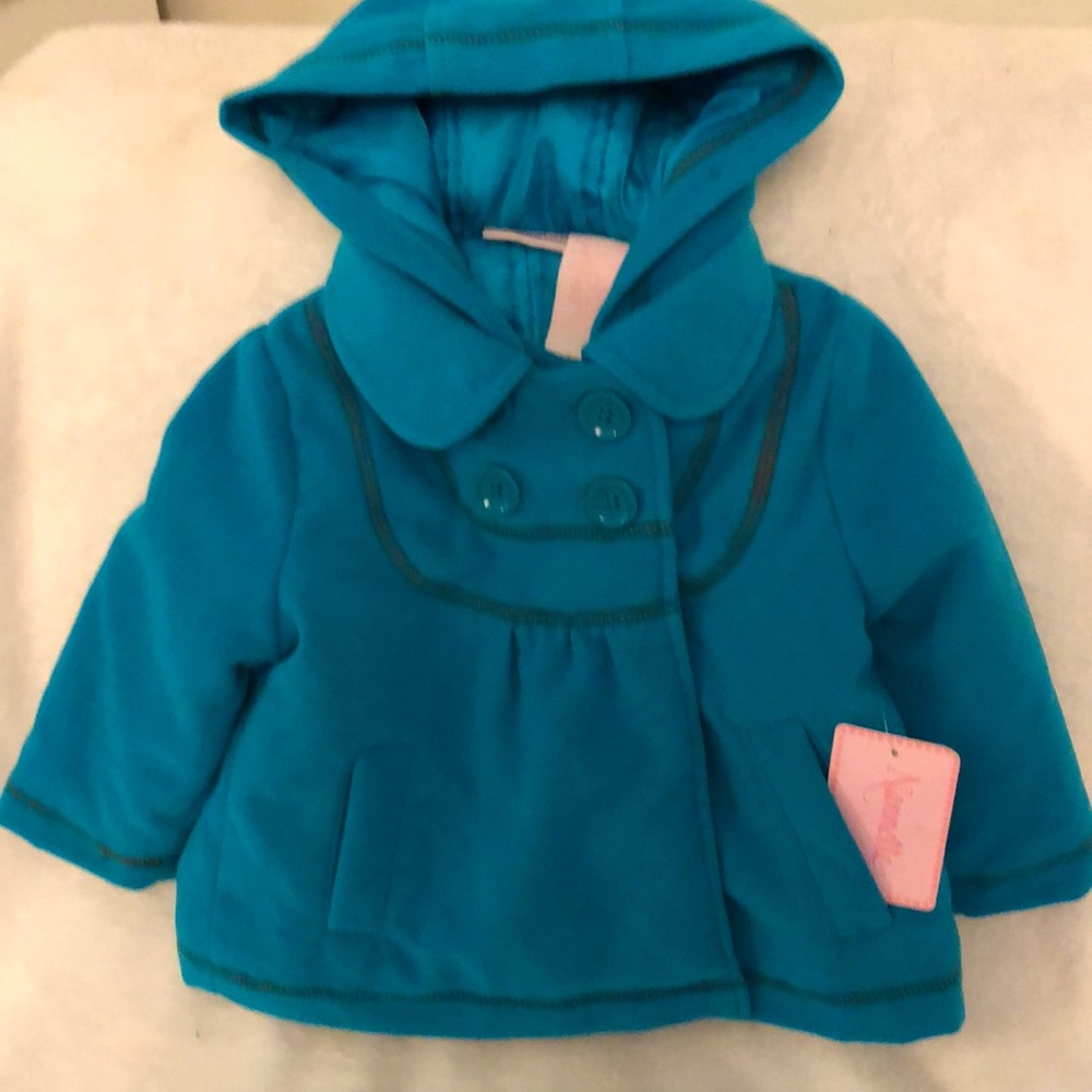 Nanette Toddler Girls Teal Pea Coat / Jacket with Hood 2T NEW WITH TAGS - CUTE